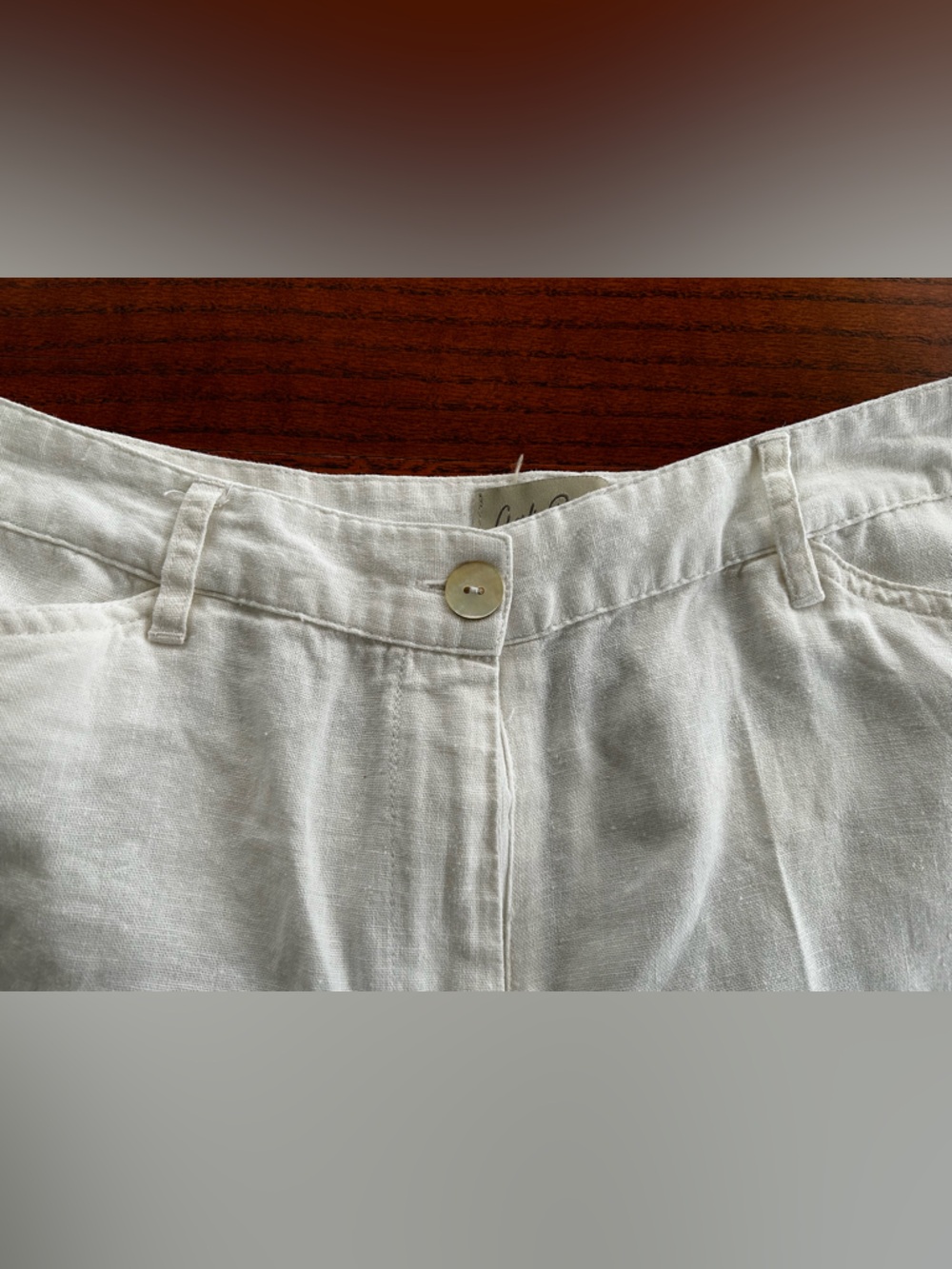 Charlie Paige Cream High-Waist Linen-Blend Shorts Size L - Picture 2 of 5